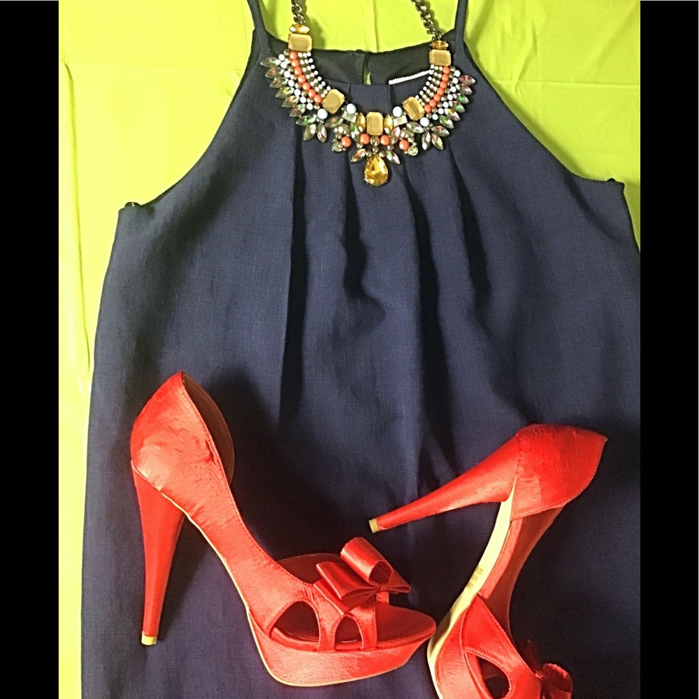 Navy Thin Strap Monteau Dress Size XS